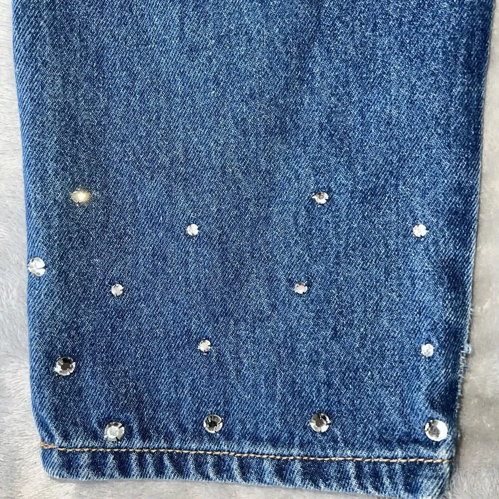 Liz Claiborne Lizwear Vintage 90s Womens 4 Denim Mom Jeans Rhinestones High Rise - Picture 3 of 15
